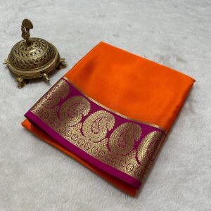 Orange Semi Mysore Silk Saree