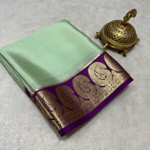Pista Green Semi Mysore Silk Saree