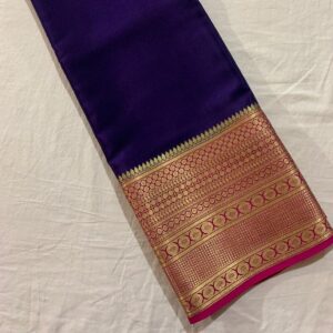 Navy Blue Semi Mysore Silk Saree